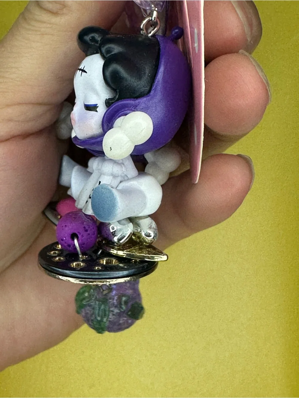 Skull panda  Purple Cartoon Character Dangle Earrings -